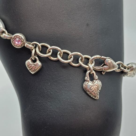 Brighton Breast Cancer Awareness Ribbon Single Heart Charm Bracelet Pink 8" - Picture 5 of 8